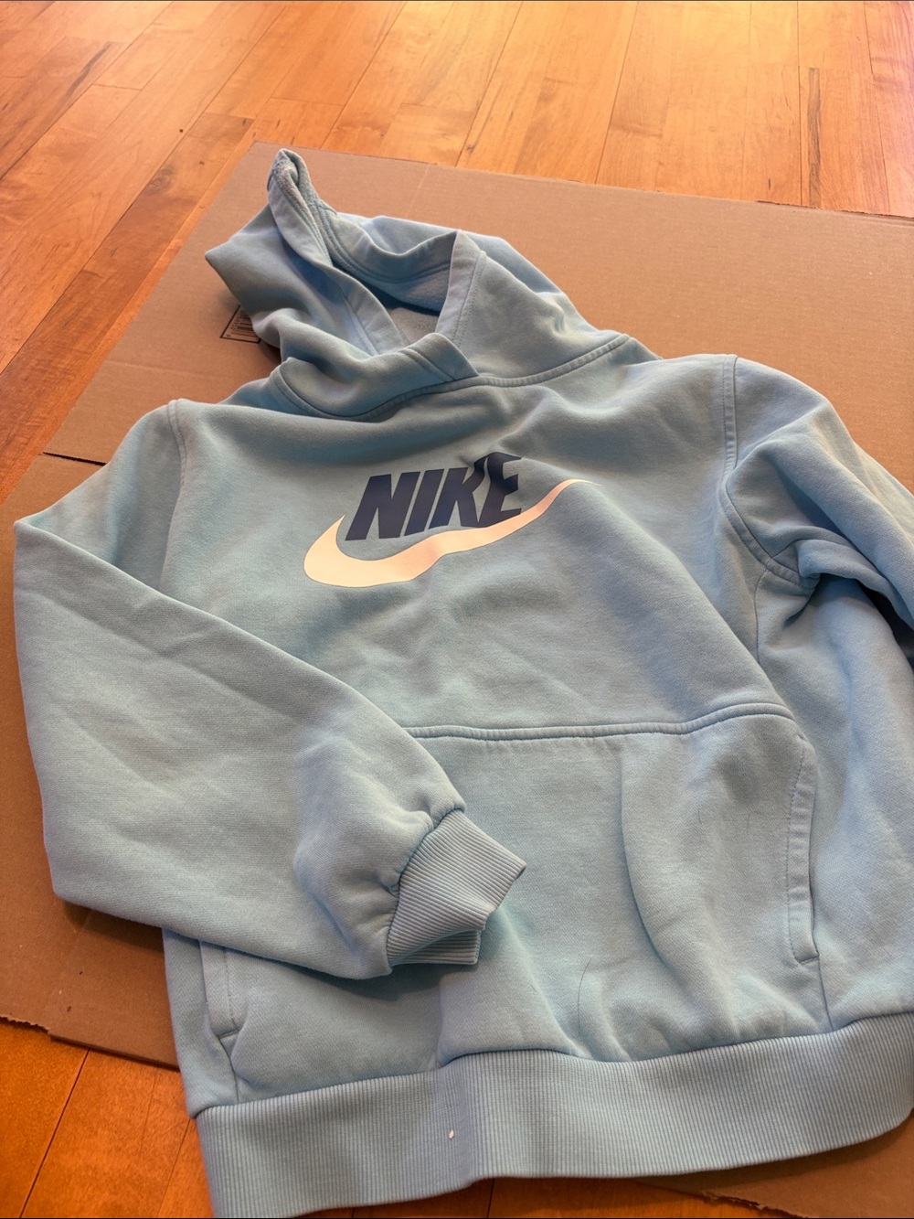 Nike Pastel Blue Pullover Hoodie with White Swoosh